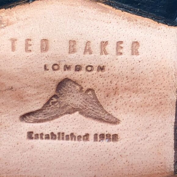 Ted Baker Guri 7 Black Oxford Brogue Shoes With Stacked Block Heel Men's Size 8 - Picture 15 of 16